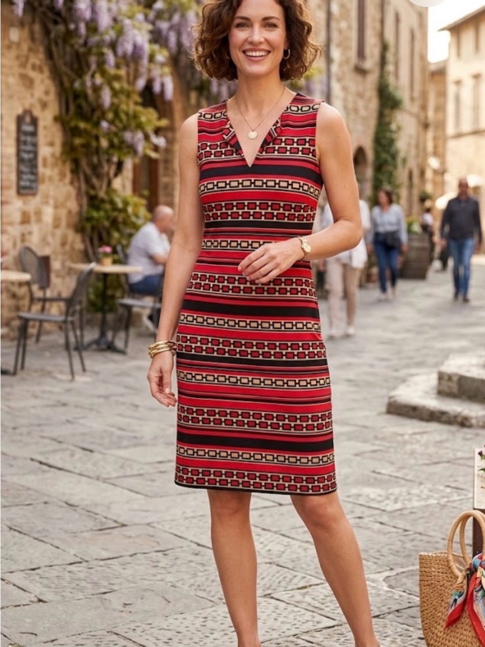 Jude Connally Geometric Shift Split V Neck Dress Size XL